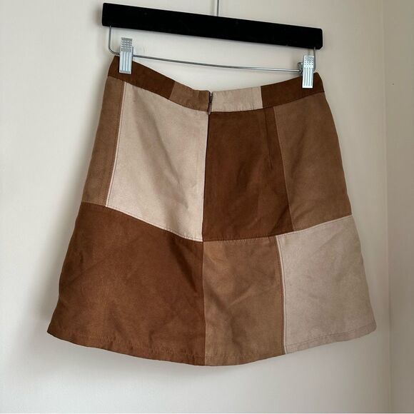 Hollister tan brown and neutrals color block western mini skirt cowgirl - Picture 5 of 10